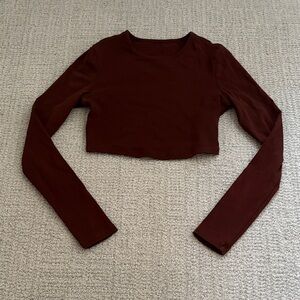 Women's Long Sleeve Crop Top - Brown